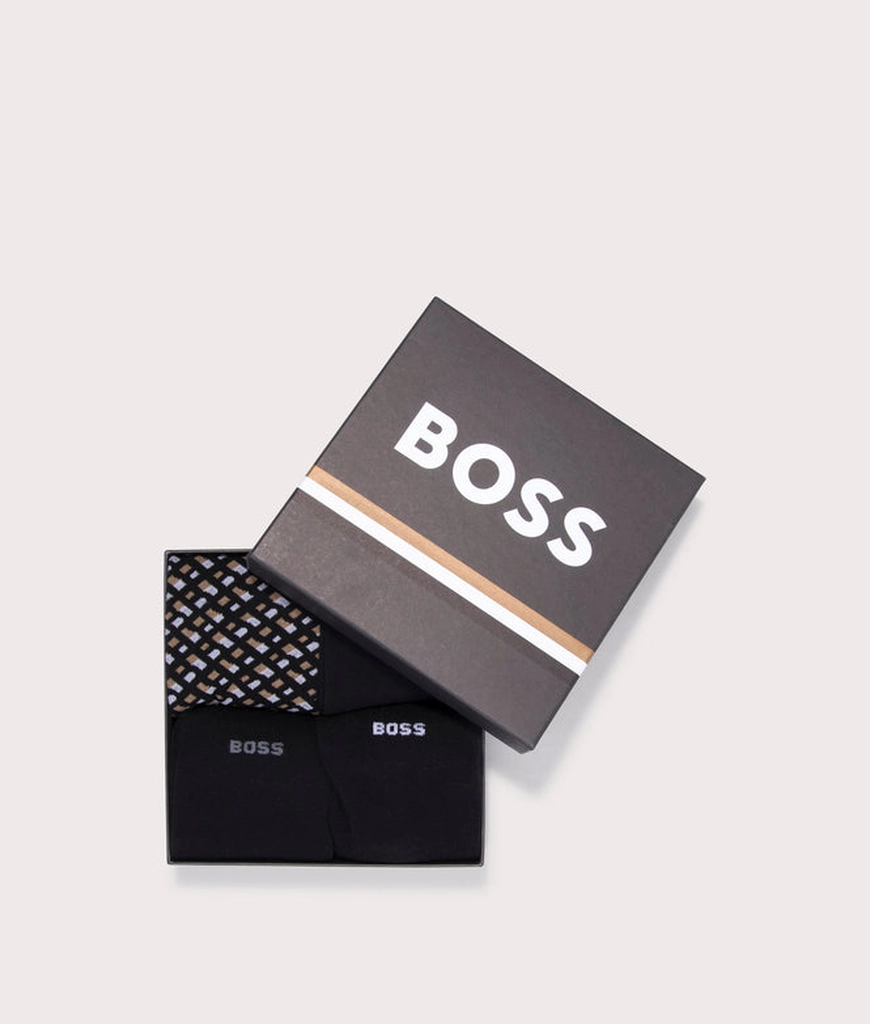 Hugo Boss Mens 4 Pack RS Monogramed Socks